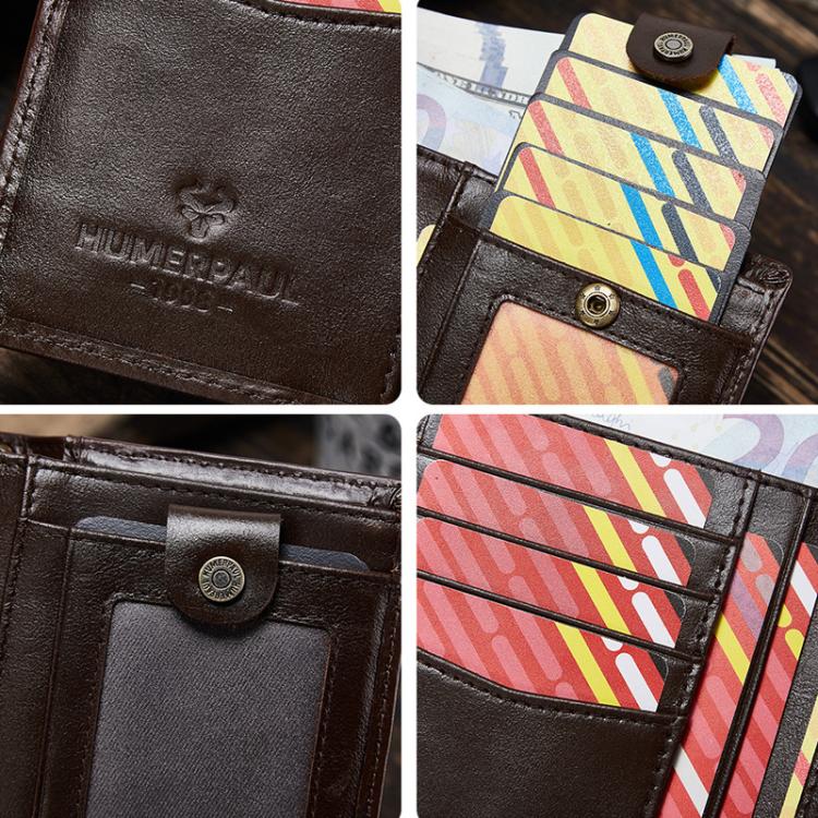 Compatible With Airtag HUMERPAUL BP798 Leather Wallet With Tracker Hole RFID Pull-Out Card Holder Card Case