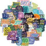 2sets English Stickers Personalized Decorative Luggage Notebook Waterproof Removable Stickers