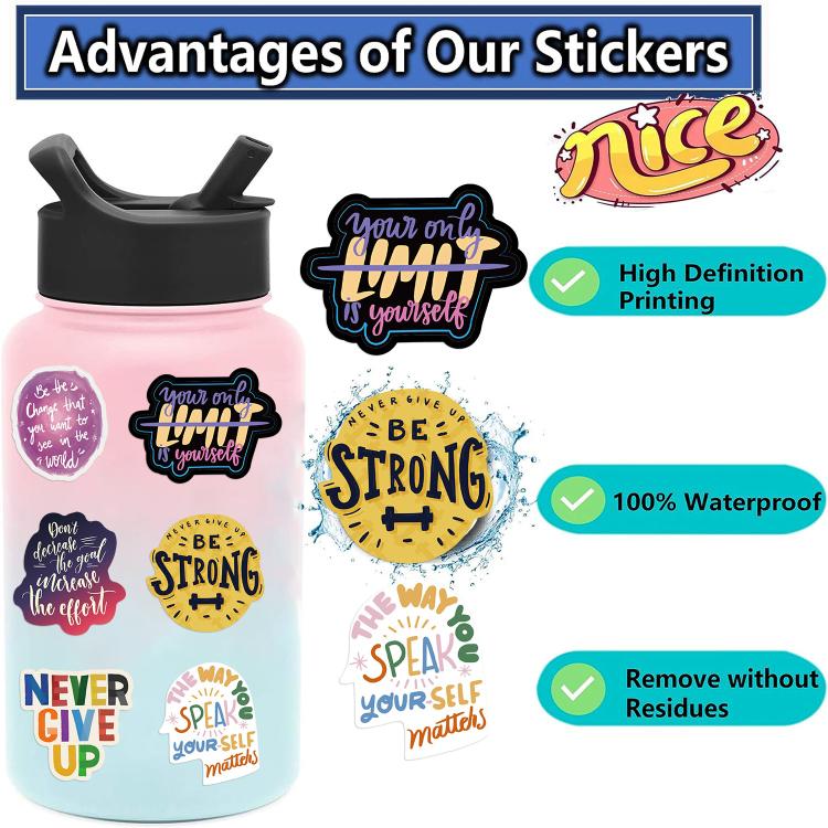 2sets English Stickers Personalized Decorative Luggage Notebook Waterproof Removable Stickers