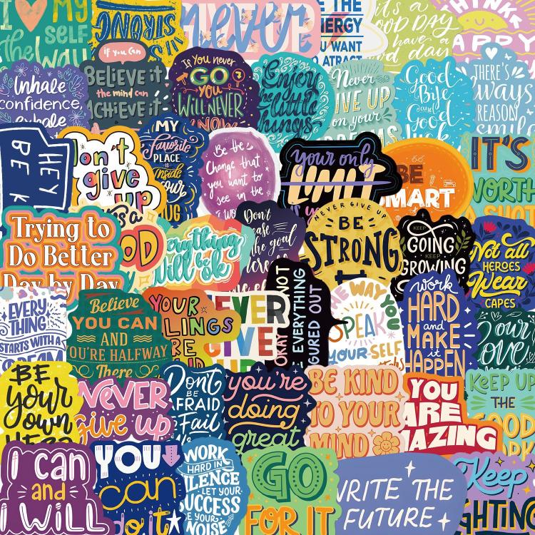 2sets English Stickers Personalized Decorative Luggage Notebook Waterproof Removable Stickers