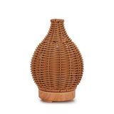 100ML Hollow Rattan Ultrasonic Humidifier & Aromatherapy Diffuser with 7-Color LED Lights, 5V USB, 24V EU Plug