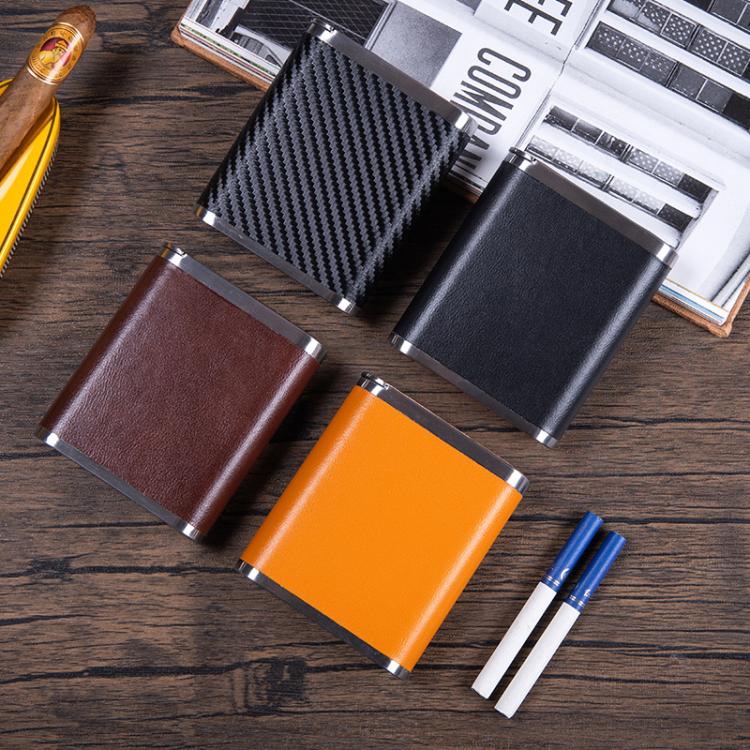 PU & Metal Cigarette Case for Men 20-Cigarette Capacity Crush-Proof Cigarette Holder