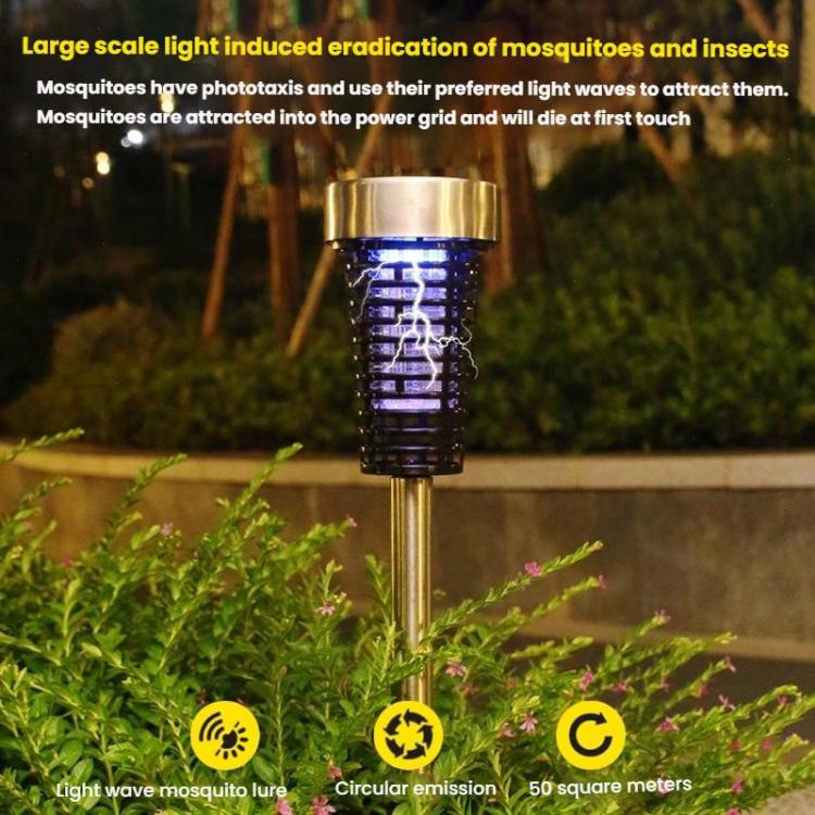 Solar Mosquito Lamp Outdoor Garden LED Mosquito Repellent Insect Trap Lamp, Stainless Steel