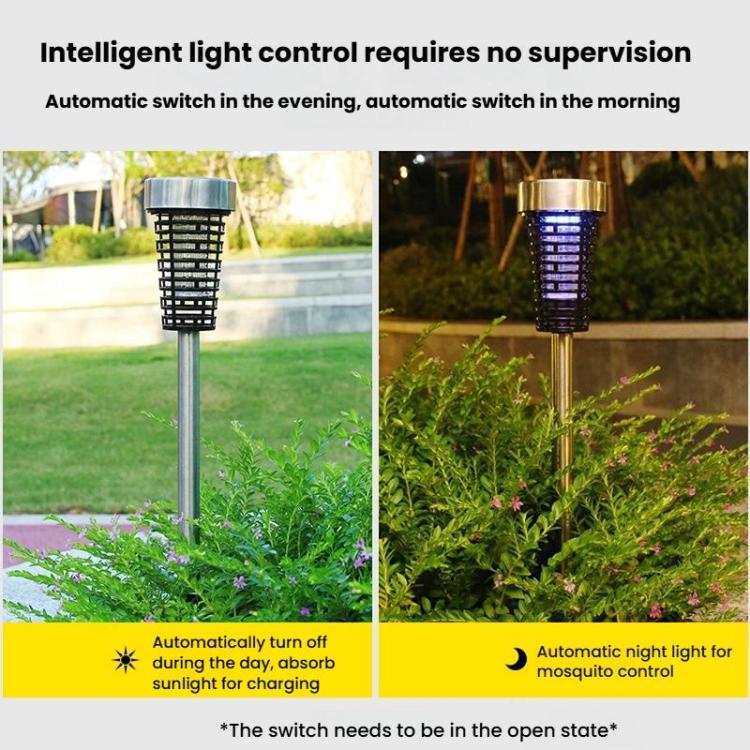 Solar Mosquito Lamp Outdoor Garden LED Mosquito Repellent Insect Trap Lamp, Stainless Steel