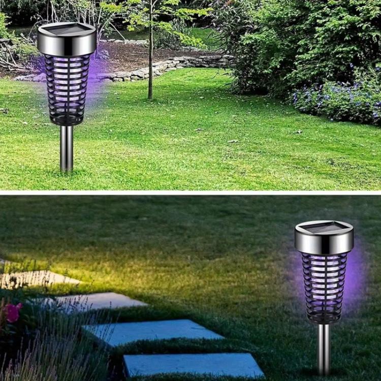 Solar Mosquito Lamp Outdoor Garden LED Mosquito Repellent Insect Trap Lamp, Stainless Steel