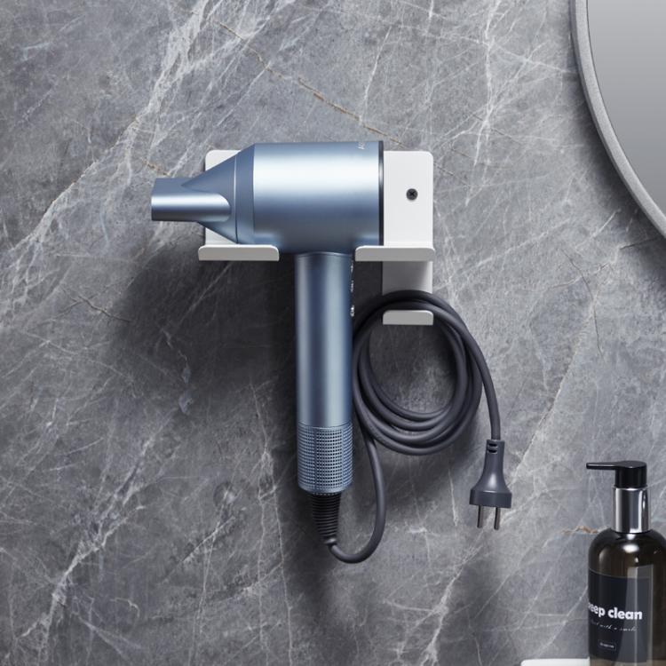 Wall-Mounted Hair Dryer Holder with Cord Organizer Bathroom Storage for Blow Dryer