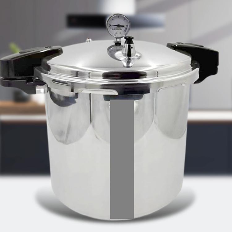 32cm/23L Pressure Cooker Induction & Gas Stove Compatible Aluminum Alloy Straight Body Design & Built-in Gauge, 100kPa, 35-70-100kPa