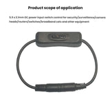 2pcs 5.5x2.1mm Male Female Connection Cable DC Switch Cable 304 Switch Power Cable, Key switch(Black)