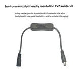 2pcs 5.5x2.1mm Male Female Connection Cable DC Switch Cable 304 Switch Power Cable, Key switch(Black)