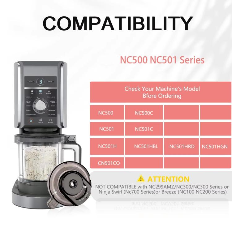 Replacement Outer Bowl Lid For Ninja NC500 Series Ice Cream Maker NC501/NC501H/NC501HBL, NC500 Outer Bowl Lid