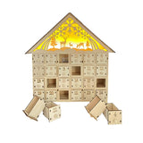 Wooden Christmas Decoration LED Lights 24-Day Countdown Calendar Ornament Gift Box, Deer, Jesus
