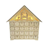 Wooden Christmas Decoration LED Lights 24-Day Countdown Calendar Ornament Gift Box, Deer, Jesus