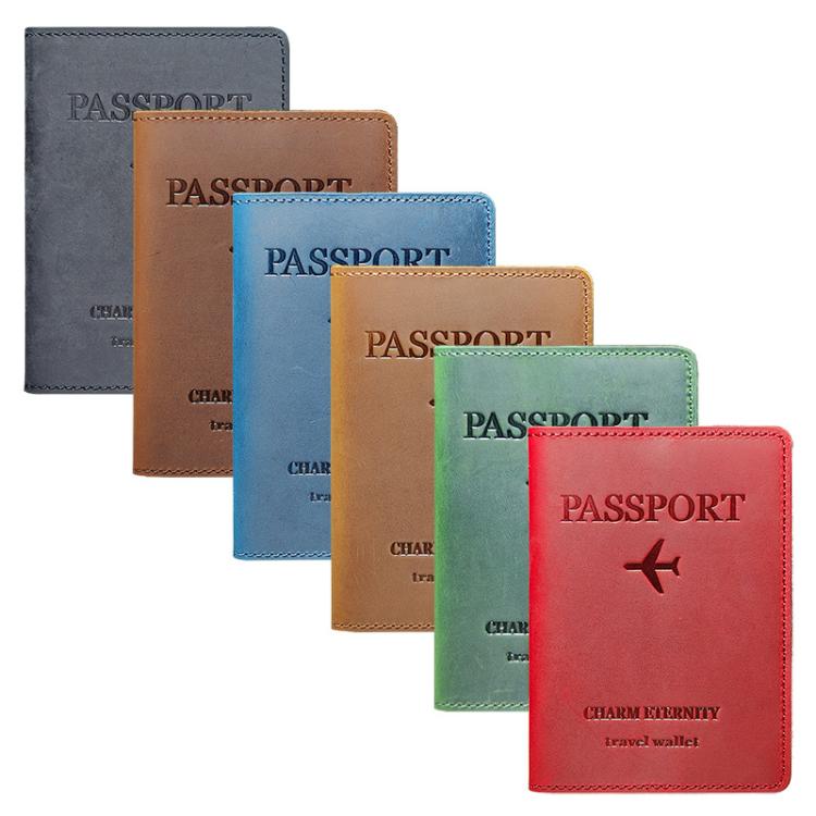 Crazy Horse Leather Passport Holder Ticket Case Travel Document Organizer For Men & Women