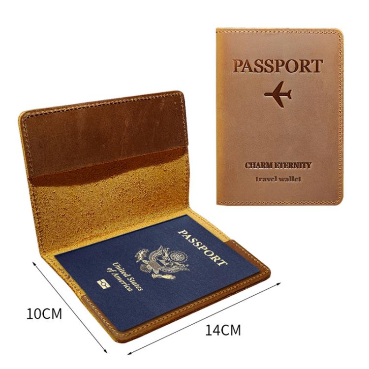Crazy Horse Leather Passport Holder Ticket Case Travel Document Organizer For Men & Women