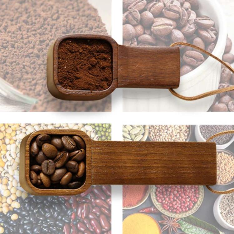 Solid Wood Square Coffee Spoon Measuring Seasoning Scoop Teaspoon, Short Handle, Long Handle