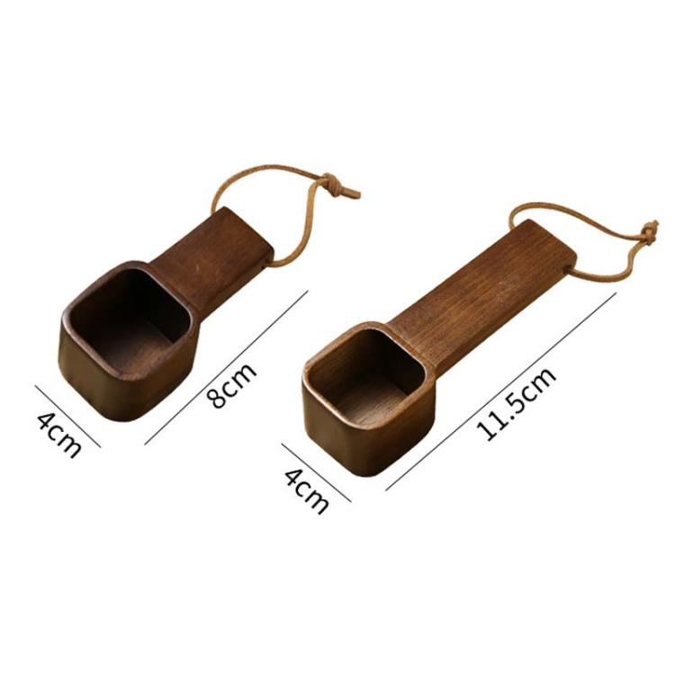 Solid Wood Square Coffee Spoon Measuring Seasoning Scoop Teaspoon, Short Handle, Long Handle