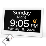 10-Inch Digital Clock With Voice Time Announcement, Auto DST Adjustment, 20 Custom Alarms, 8 Medication Reminders, US Plug White, EU Plug White, UK Plug White, AU Plug White, US Plug Black, EU Plug Black, UK Plug Black, AU Plug Black