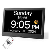 10-Inch Digital Clock With Voice Time Announcement, Auto DST Adjustment, 20 Custom Alarms, 8 Medication Reminders, US Plug White, EU Plug White, UK Plug White, AU Plug White, US Plug Black, EU Plug Black, UK Plug Black, AU Plug Black