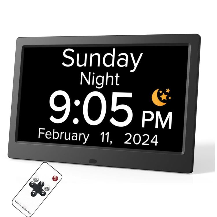10-Inch Digital Clock With Voice Time Announcement, Auto DST Adjustment, 20 Custom Alarms, 8 Medication Reminders, US Plug White, EU Plug White, UK Plug White, AU Plug White, US Plug Black, EU Plug Black, UK Plug Black, AU Plug Black