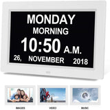 10-Inch Digital Clock With Voice Time Announcement, Auto DST Adjustment, 20 Custom Alarms, 8 Medication Reminders, US Plug White, EU Plug White, UK Plug White, AU Plug White, US Plug Black, EU Plug Black, UK Plug Black, AU Plug Black