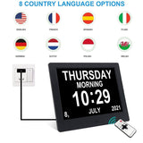 10-Inch Digital Clock With Voice Time Announcement, Auto DST Adjustment, 20 Custom Alarms, 8 Medication Reminders, US Plug White, EU Plug White, UK Plug White, AU Plug White, US Plug Black, EU Plug Black, UK Plug Black, AU Plug Black