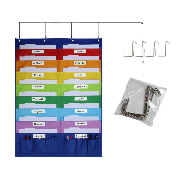 Book Magazine Storage Hanging Bag Wall Mounted File Storage Pouch Rainbow Hanging Bag, 16 Pockets