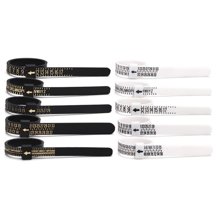 10pcs Portable Ring Measuring Belt Finger Circumference Soft Ruler, White US Standard Black Letters, White US Standard Gold Letters, White US Standard Black Letters Width, Black US Standard Gold Letters, Black US Standard White Letters                 ...