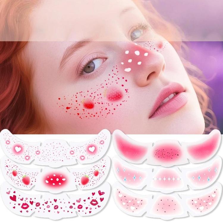 Realistic Fake Freckle Tattoos with Blush Effect Waterproof Cheek Stickers for Kids & Adults, Blush Effect
