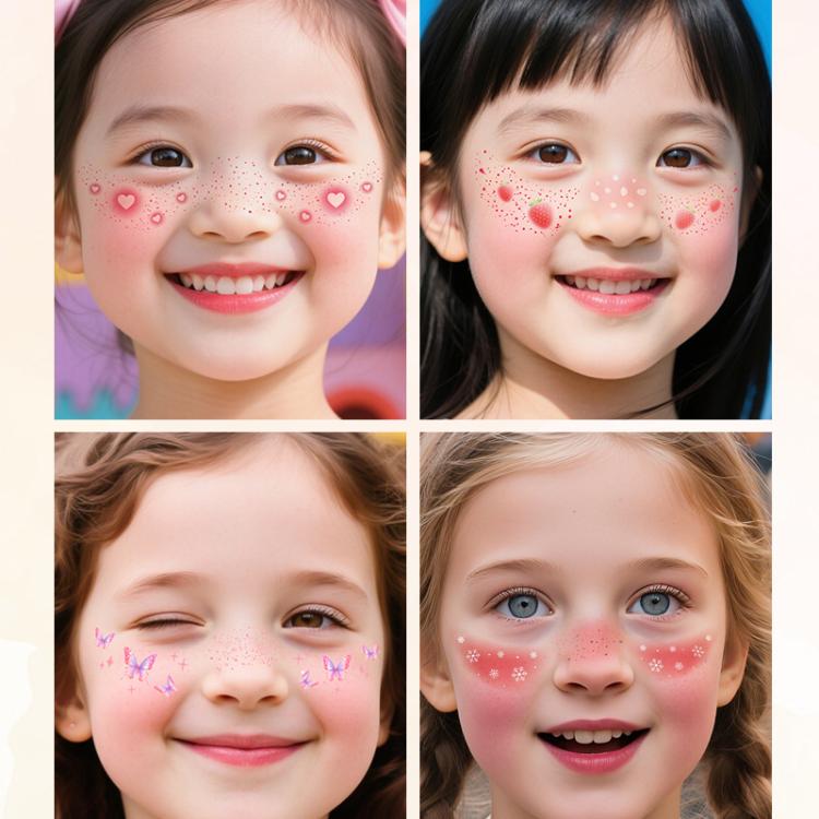 Realistic Fake Freckle Tattoos with Blush Effect Waterproof Cheek Stickers for Kids & Adults, Blush Effect
