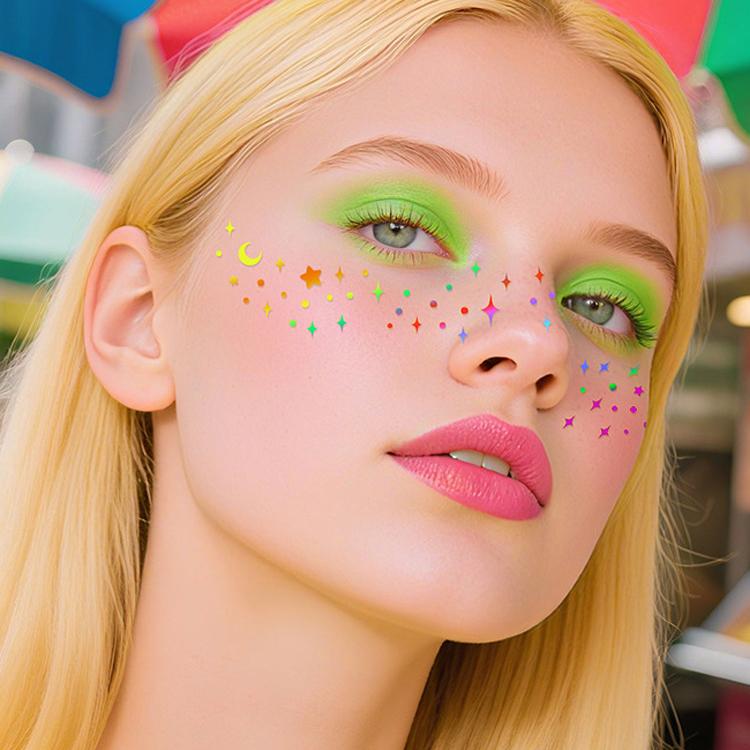 10pcs /Pack Waterproof Holographic Freckle Temporary Tattoos for Parties, Cosplay & Daily Makeup, QT-0222, QT-0223, QT-0224, QT-0225, QT-0226, QT-0227, QT-0228, QT-0229, QT-0230