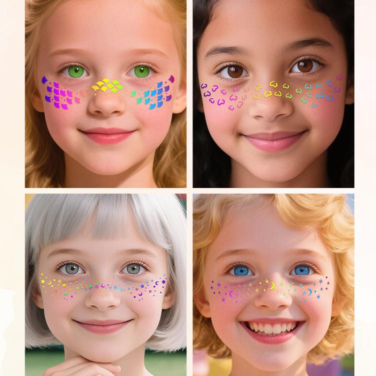 10pcs /Pack Waterproof Holographic Freckle Temporary Tattoos for Parties, Cosplay & Daily Makeup, QT-0222, QT-0223, QT-0224, QT-0225, QT-0226, QT-0227, QT-0228, QT-0229, QT-0230