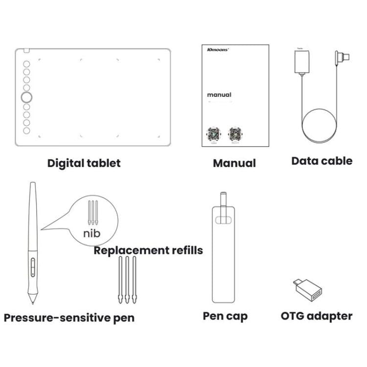 10Moons I6 Digital Drawing Tablet Compatible With Mobile Phones Computers, i6
