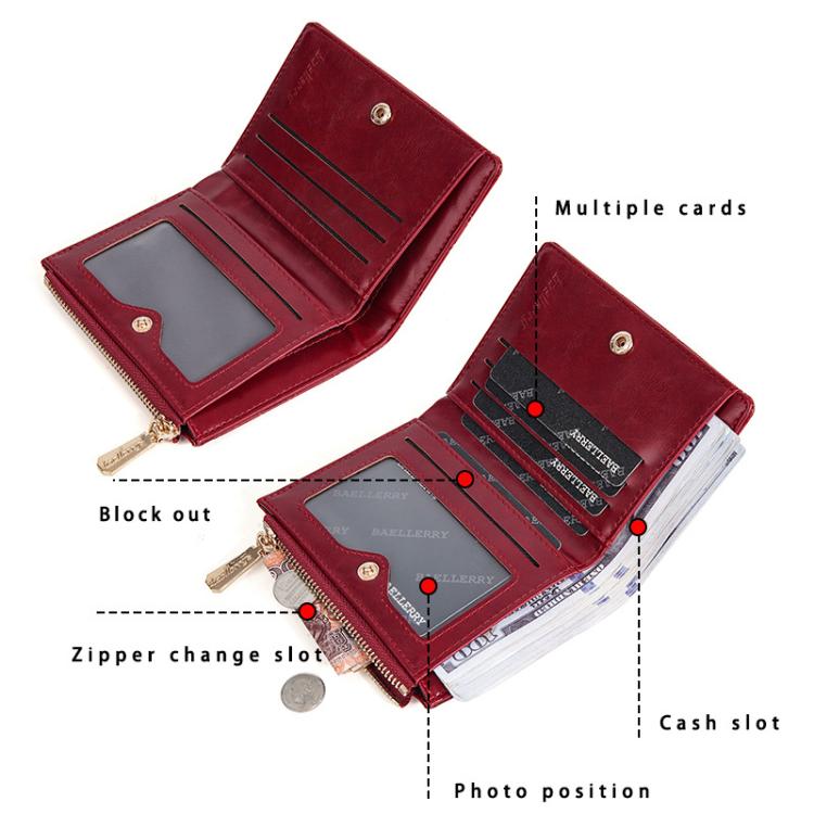 Baellerry N5115 Women Two Fold Wallet Quilted Zipper Billfold