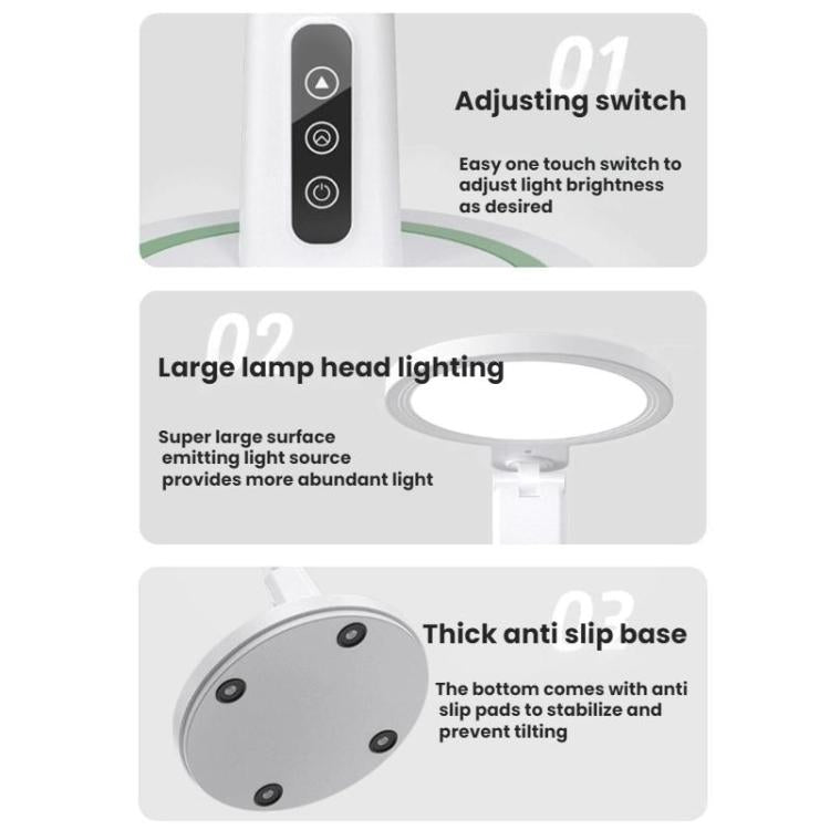 LED Desk Lamp Children Study Reading Eye-Protecting Bedside Light, Plug-in, Rechargeable, Dual-use With Clock Display