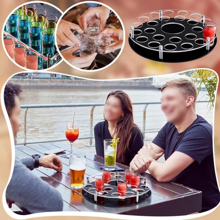 25-hole Wine Glass Tray Stand With Center Bottle Slot, YX183 1pc