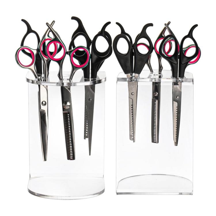 6-Hole Acrylic Scissor Barber Tool Storage Display Stand, 1pc, 2pcs