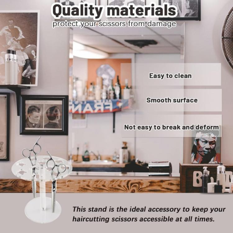 11-Hole Acrylic Wall-Mounted Scissor Barber Tool Storage Display Stand, 1pc, 2pcs