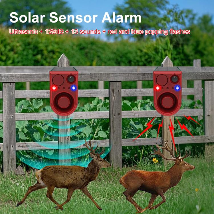 N911J Solar Power Animal Repeller Motion-Activated Sound Light Alarm With Wireless Remote Controlled Voice Speaker, N911J