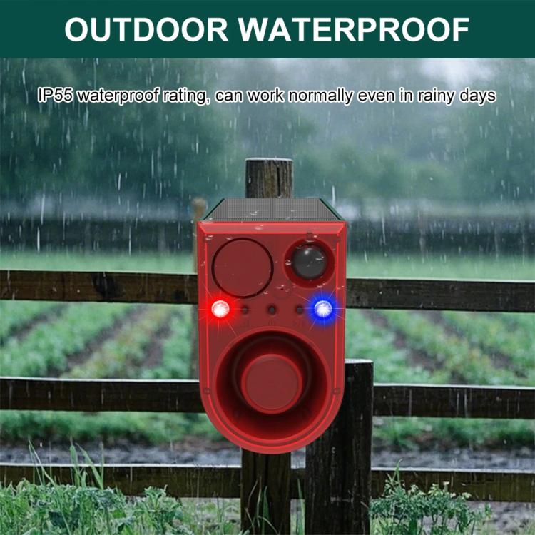 N911J Solar Power Animal Repeller Motion-Activated Sound Light Alarm With Wireless Remote Controlled Voice Speaker, N911J