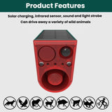 N911J Solar Power Animal Repeller Motion-Activated Sound Light Alarm With Wireless Remote Controlled Voice Speaker, N911J