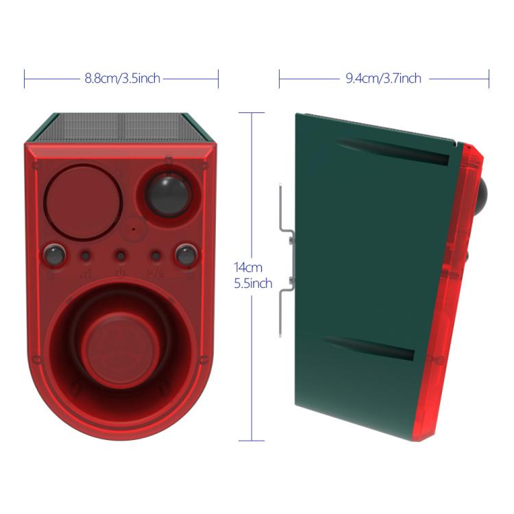N911J Solar Power Animal Repeller Motion-Activated Sound Light Alarm With Wireless Remote Controlled Voice Speaker, N911J
