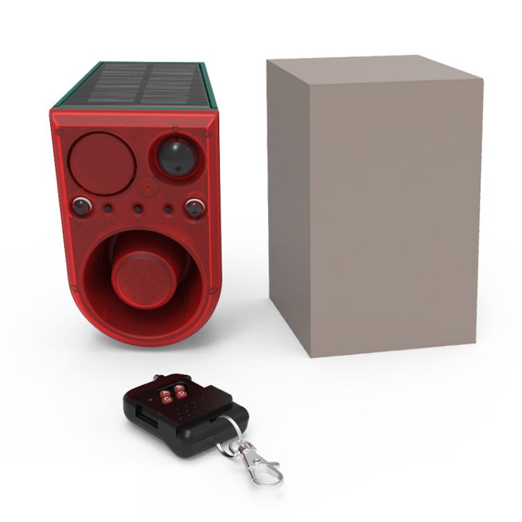 N911J Solar Power Animal Repeller Motion-Activated Sound Light Alarm With Wireless Remote Controlled Voice Speaker, N911J