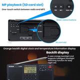 TECSUN PL-398MP Stereo Portable Full-Band Digital Tuning Radio Support SD Card Playback, PL-398MP