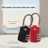TSA Approved Luggage Lock 3-Digit Combination Lock With Plastic Body Anti-Theft Steel Cable For Suitcases Travel Bags