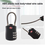 TSA Approved Luggage Lock 3-Digit Combination Lock With Plastic Body Anti-Theft Steel Cable For Suitcases Travel Bags