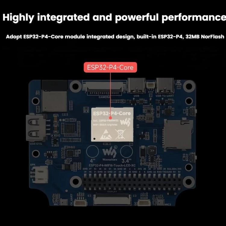 WAVESHARE 31523 ESP32-P4 Touch Circular LCD Screen Development Board, 3.4 inch, 4 inch