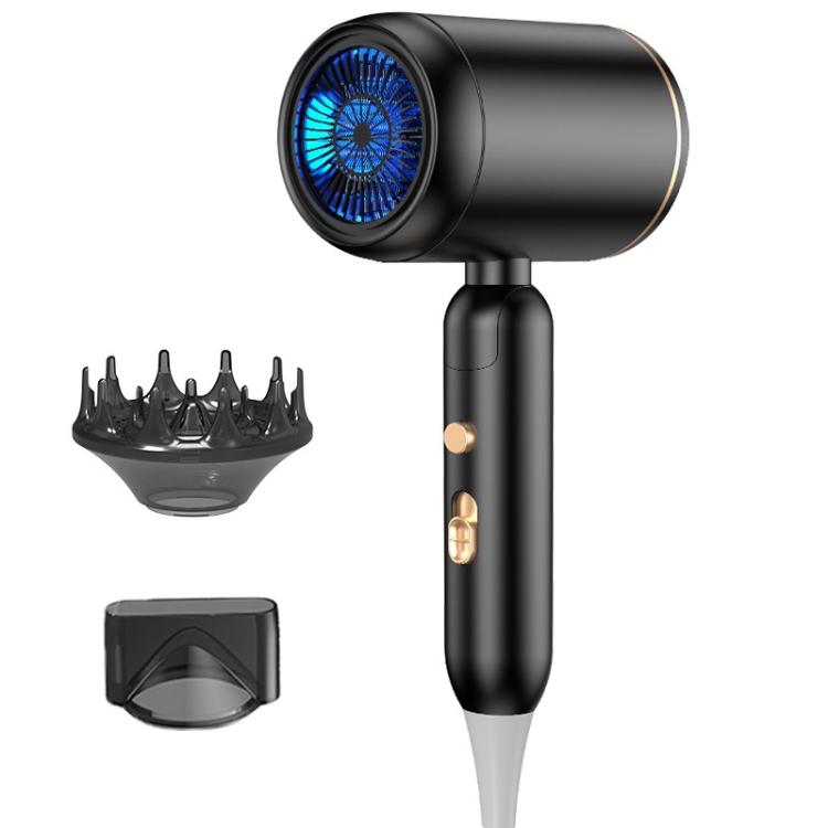 1800W Portable Folding High-Speed Constant-Temperature Hair Dryer, Black + Air Collector Nozzle, White + Air Collector Nozzle, Black + Air Collector Nozzle + Large Air Hood, White + Air Collector Nozzle + Large Air Hood