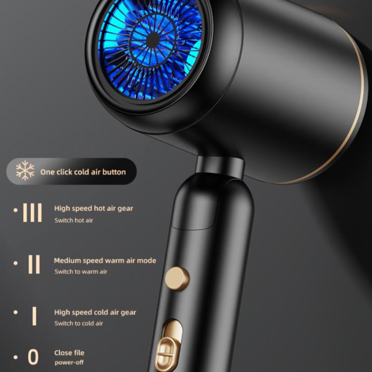 1800W Portable Folding High-Speed Constant-Temperature Hair Dryer, Black + Air Collector Nozzle, White + Air Collector Nozzle, Black + Air Collector Nozzle + Large Air Hood, White + Air Collector Nozzle + Large Air Hood