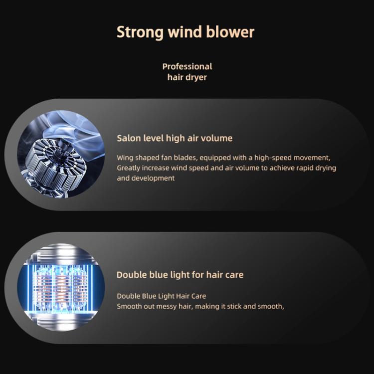 1800W Portable Folding High-Speed Constant-Temperature Hair Dryer, Black + Air Collector Nozzle, White + Air Collector Nozzle, Black + Air Collector Nozzle + Large Air Hood, White + Air Collector Nozzle + Large Air Hood