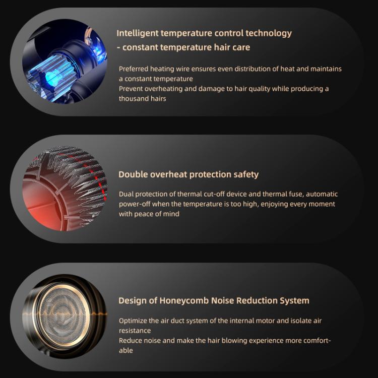 1800W Portable Folding High-Speed Constant-Temperature Hair Dryer, Black + Air Collector Nozzle, White + Air Collector Nozzle, Black + Air Collector Nozzle + Large Air Hood, White + Air Collector Nozzle + Large Air Hood